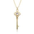 Elegante 18k Gold Herzschlüssel-Halskette mit funkelndem Zirkon-Anhänger - Runder Einzelstein Schlüssel Stil (c178)