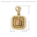 Detailed size chart of stainless steel square natural stone pendant with dimensions - Square Light Brown Stone Pendant