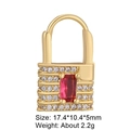 Golden heart lock pendant with red gemstone and white zircon stones for necklaces - Red Main Stone Lock 25