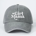 Gorra de béisbol ajustable en denim gris lavado con estampado de corazón Girl Mama - Talla única / Gris