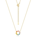 Collana in argento S925 con zirconi arcobaleno e ciondolo con pietre colorate - Placcato Oro 10K + Zirconi Arcobaleno / Argento 925