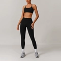 Women's two-piece black yoga set with high-waist leggings and seamless sports bra - S / Sports Bra + Leggings / Premium Black