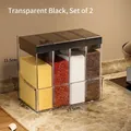 Set mit zwei transparent schwarzen Gewürzboxen mit 4 Gittern und Deckeln für die Küche - Schwarz (2er-Pack Sets)
