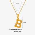 Gold stainless steel letter B bamboo style pendant necklace on 40+5cm adjustable chain - Letter B (Gold)