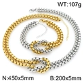 Two-tone gold and silver stainless steel knotted jewelry set with necklace and bracelet - 5mm Two-tone Gold/Steel (KS226980-Z)