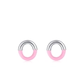 Orecchini a cerchio in argento sterling 925 con smalto rosa pastello geometrico - Argento 925 / Orecchini a Cerchio Rosa