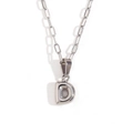 Silver paperclip chain necklace with a minimalist 3D bubble letter D pendant for women - Silver-D