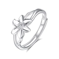Verstellbarer S925 Sterlingsilber Lilienring mit poliertem silbernem Blumendesign - Einstellbar Offen / Herrenstil