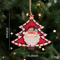Wooden Santa Claus tree ornament in red and white colors, size 15x11cm with twine loop - Wooden Christmas Tree Style C