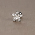 Silver snowflake ear stud with zircon inlay and secure ball back stainless steel post - Hollow Snowflake / Silver