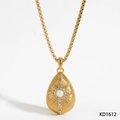 Collana a goccia d'oro vintage con perla a stella e accenti in zircone - Collana d'Oro (KD1612)