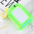 Mini magnetic drawing board in green with yellow hook and blue pen for children - Dinosaur Transparent Green Board