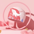 Pink silicone swim cap with cute white whale and ocean patterns for girls - Pink Whale