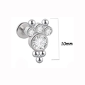 Silver stainless steel 10mm labret stud featuring a cluster of clear zircon crystals - Cluster Quad Rhinestone Style (19 silver) / 1.2*8mm / Silver