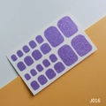 Glittery purple toe nail stickers with 22 pieces set for professional pedicure - J016 Deep Purple Glitter