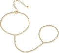 Elegant gold-tone heart slave bracelet with fine floral discs and adjustable chain link - Gold Carved Disk Hand Chain (xp12-5)