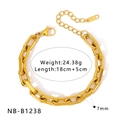 Detailansicht eines goldfarbenen Edelstahl-Gliederarmbands mit Karabinerverschluss - Verdickter Gliederkettenstil (NB-B1238)