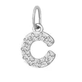 Sparkling silver stainless steel letter C pendant with small clear zircon stones - Letter C(ZP39269) / Steel