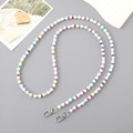 Colorful beaded cross-body chain with white pearls and metal lobster clasps for phone - K3185 Colorful Beaded Crossbody Chain