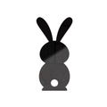 Close-up of rabbit acrylic mirror sticker with a white fluffy pompom tail detail - JM622S (18x9cm) / Black