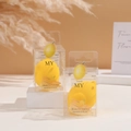 Set of two lemon-shaped yellow makeup sponges in a clear plastic beauty tools box - Yellow (Lemon)