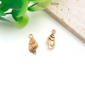 Golden seashell charm pendants in zinc alloy for DIY jewelry and accessories - Conch