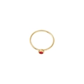 Detailed close-up of a minimalist gold ring featuring a brilliant round red birthstone - US Size 7 / Gold-Red (Jan)