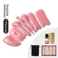 Pink resin facial gua sha set with massage tools, 10ml essential oil and storage bag - Massage Tool Set + Velvet Bag + Chart + Essential Oil / Pink