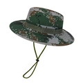 Digital jungle camo boonie hat with adjustable chin strap and breathable vents - Gray Camouflage