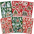 Lot de 6 autocollants de Noël avec motifs Père Noël et bonhomme de neige pour décoration - Ensemble Thème de Noël (8 Feuilles/Set)
