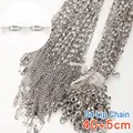 Dettaglio catena a labbro in acciaio inossidabile argento, 40+5cm con marchio S.STEEL - Catena a Labbra / Color Acciaio
