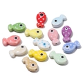 Handmade ceramic fish beads with colorful polka dots for DIY jewelry making and crafts - Polka Dot Fish / 10 Pieces Pack / Colorful
