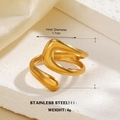 Minimalist 18k gold plated stainless steel irregular geometric open ring for women - Asymmetric Rounded Streamline Style (1027)