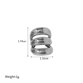Maatspecificaties voor drievoudige roestvrijstalen oorklem 1,74 cm bij 1,35 cm - Zilveren Drielaagse Ringstijl (TE6915-S)