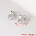 Textured silver stainless steel irregular wavy flower stud earrings 24mm size - Wave Round Plate (27#)