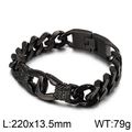 Men's retro black titanium steel totem bracelet with Cuban links and watchband clasp - Black Style E (KB70706-BD)