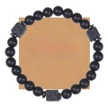 Matte schwarze Steinperlen und Lavastein Armband auf einer Karte für den Bonussohn - An meinen Bonussohn