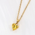 Goldene Edelstahlkette mit facettiertem gelbem Zirkonia-Herzanhänger in 3-Krallen-Fassung - Stahlfarbe 45+5cm / Goldgelb