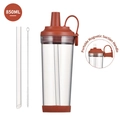 850ML Tritan boba cup in brick red with magnetic handle, straw and cleaning brush - 850ml / Brick Red