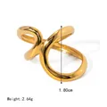 18k gold plated stainless steel twisted cross ring with a sleek minimalist geometry - Streamlined Twisted Geometric Ring-JDRW2403011