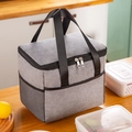 Graue Oxford-Stoff isolierte Kühltasche mit Tragegriff und seitlichem Netzfach - Grau