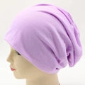 Unisex light purple slouchy knit beanie hat for casual autumn winter wear - Adjustable / Light Purple