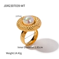 Goldener Ring mit Hammerschlag-Textur, Perleneinlage und präzisen physikalischen Maßen - Künstliche Perle Weiß (JDR2307039-WT)