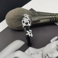 Natural black crystal hexagonal pendant necklace with silver rose floral wrap design - Obsidian (Pendant Only)