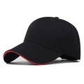 Classic black 6-panel sandwich baseball cap with red brim detail and curved peak - Adjustable / Black Red