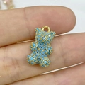 Ciondolo a forma di orso dorato con micro-pavé di pietre turchesi per gioielli DIY - Oro Turchese