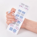 Self-adhesive blue heart and silver glitter nail stickers on white background - Blue Silver Glitter Heart Pattern Style (UNE-22)
