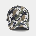 Detalle de la gorra de béisbol de camuflaje en pana con textura de rayas verticales - Ajustable / Camuflaje de Selva Gris Verde (4#色)