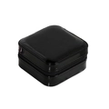 Mini square black glossy leather jewelry travel case with a secure zipper closure - Glossy Patent / Black