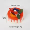 Artificial 10cm strawberry cream cake squishy toy with red syrup and fake fruits - Red